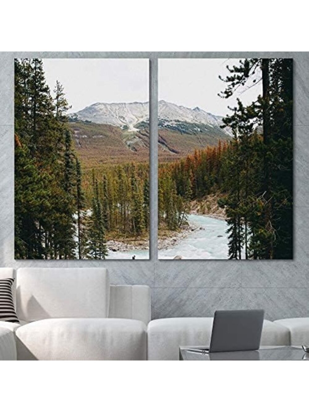 Multicolor Forest Waterfalls Canvas Wall Art - Nature Photography for Home Decor